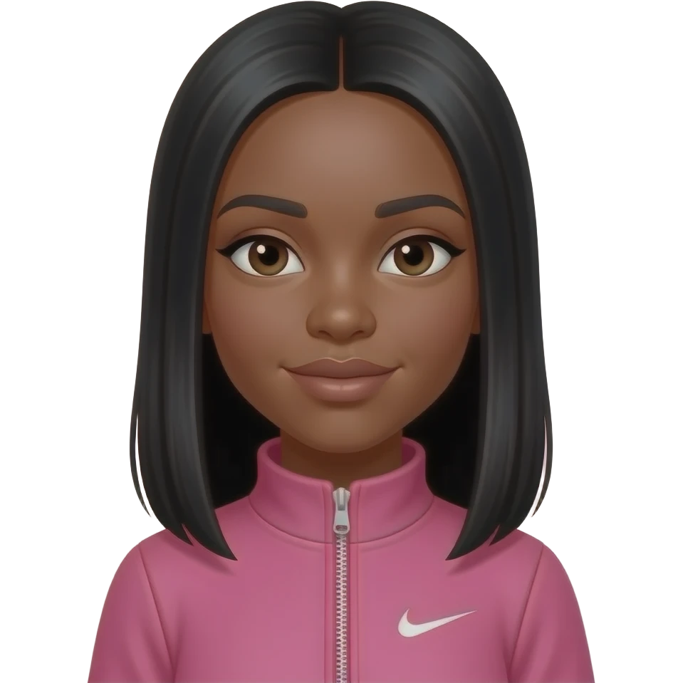 make a black girl with straight hair with pink nike zip up emoji