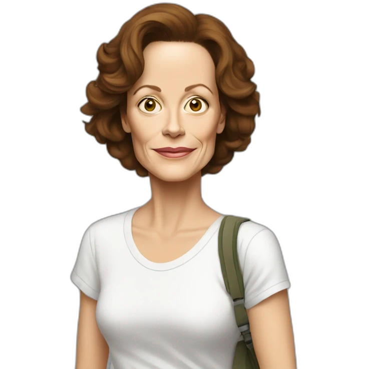 sigourney weaver cartoon wearing tee emoji