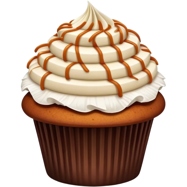 chocolate caramel cupcake with coconut shavings on top   emoji