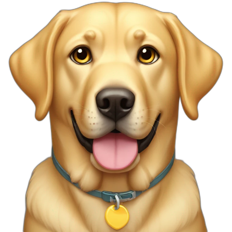 Perro labrador rubio con collar amarillo emoji