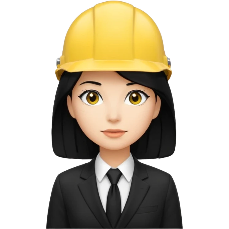 black suit black tie with yellow helmet ''black hair''  woman emoji