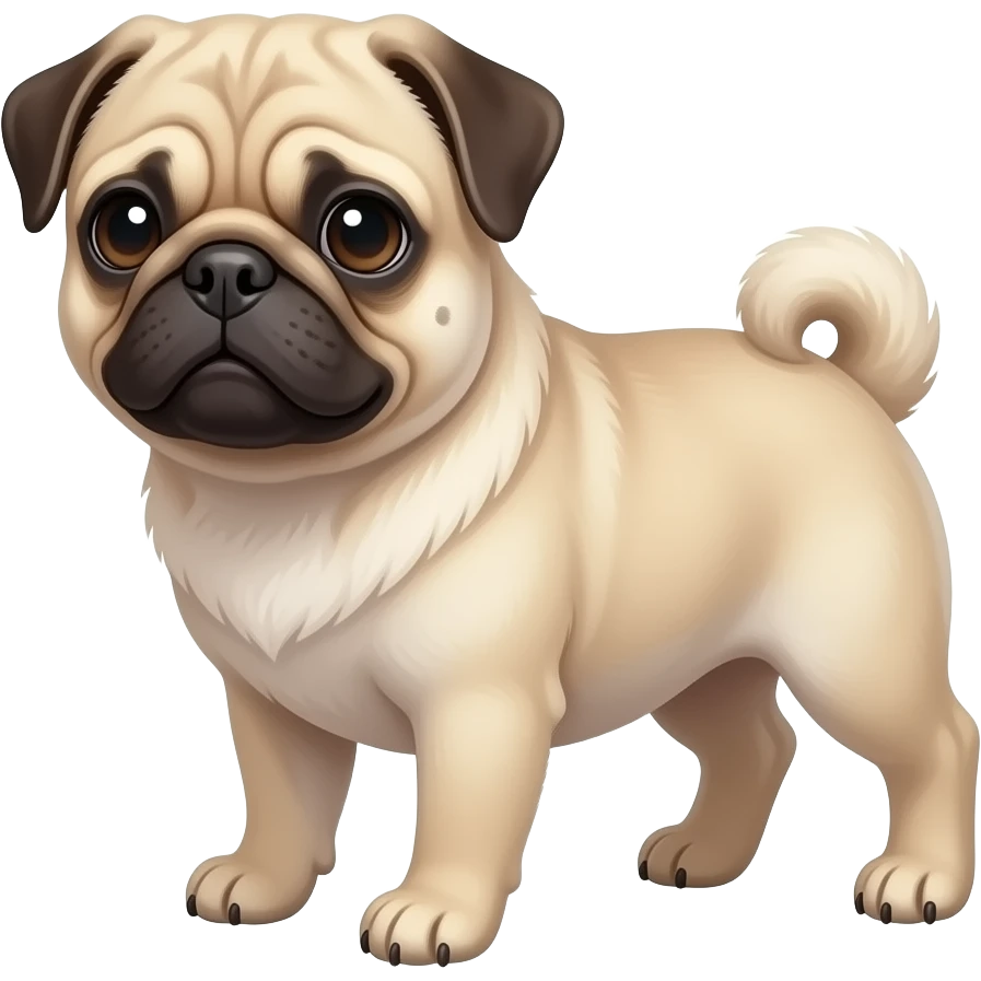 Pug albino realista com um tutuzinho fofo emoji