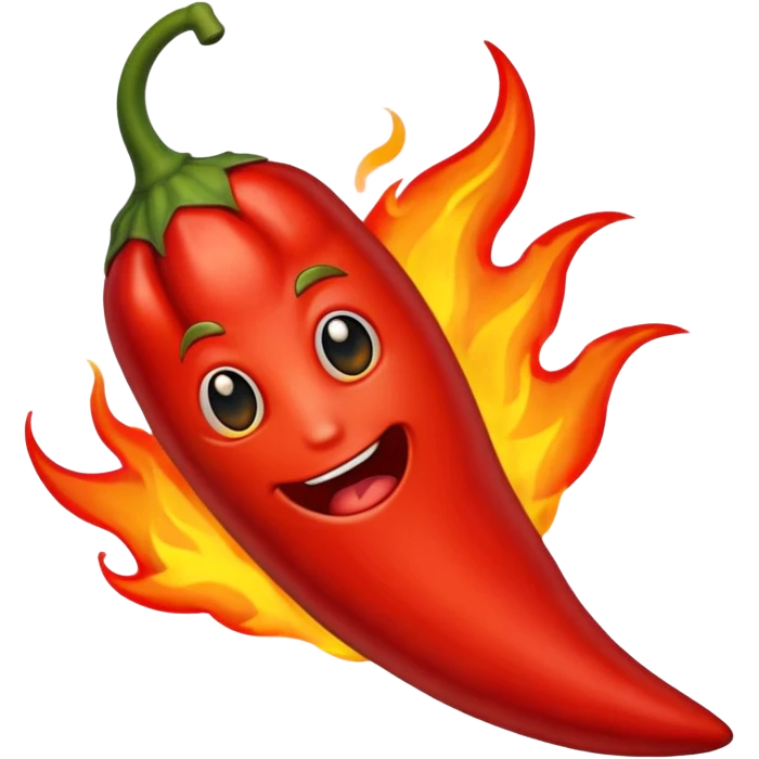 red hot chili pepper with fire emoji