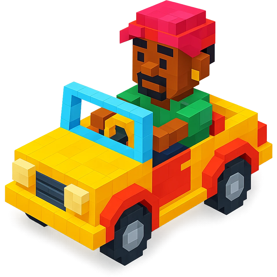 Lego version of 2Pac sitting in a car emoji