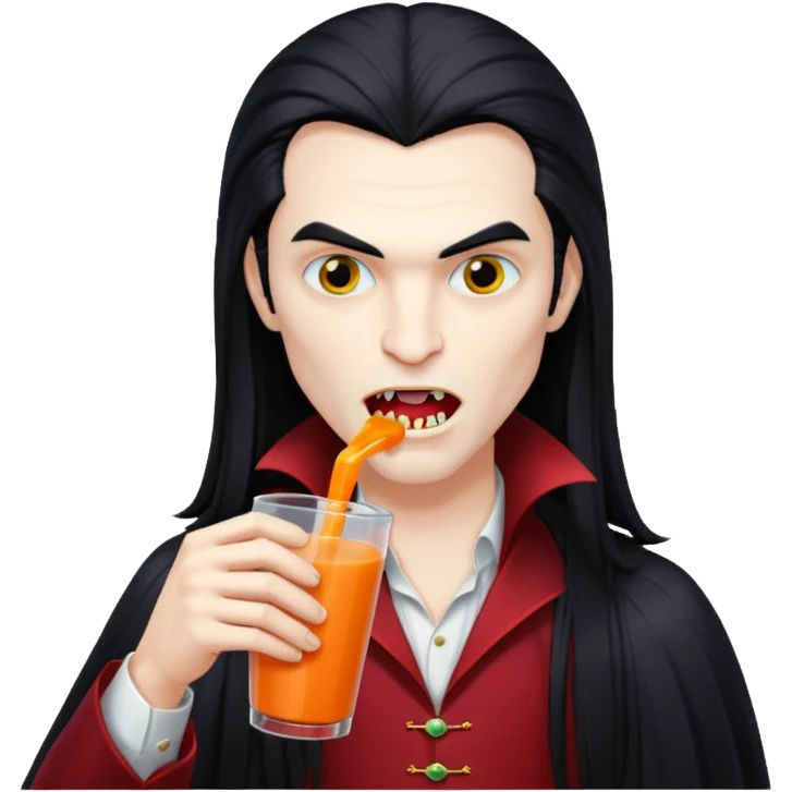 vampire using a juice box, long hair emoji