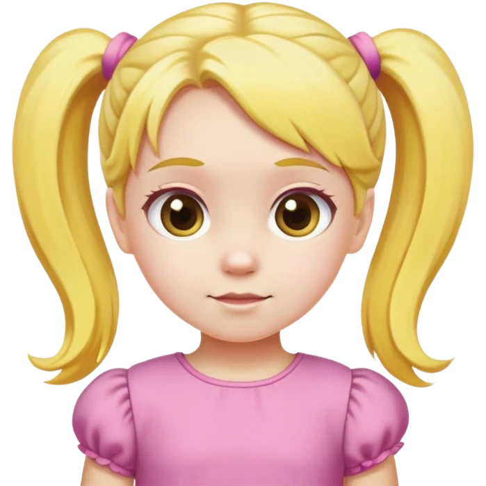 A yellow haired with Pink dress With 2 ponytails little girl emoji