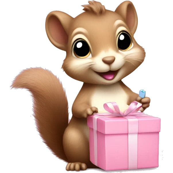 Baby squirrel Holding a light pink present emoji