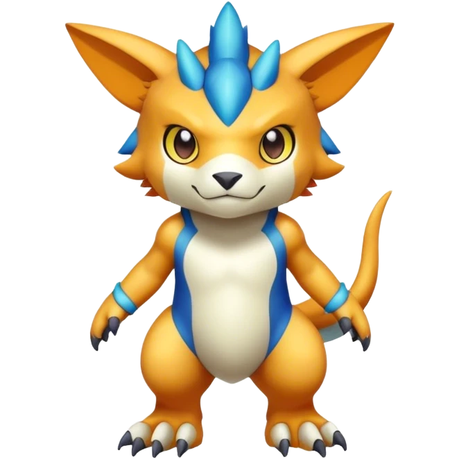 Cute cool colorful Digimon-animal-hybrid full body emoji