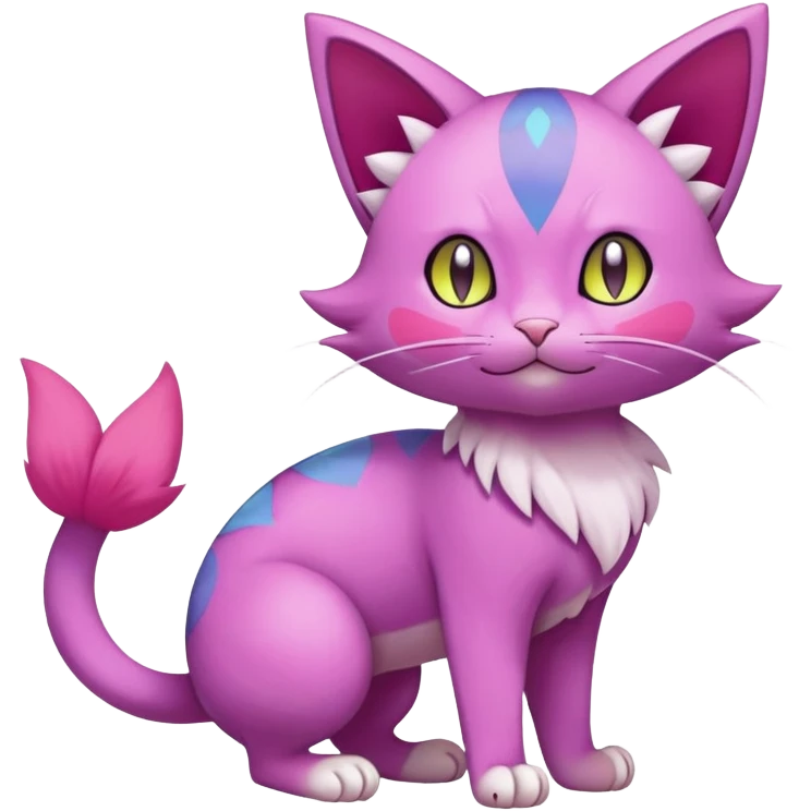 Elemental Exotic Colorful Fantasy Purrloin-Skitty-Pokémon-Fakémon-hybrid-creature (full body) emoji