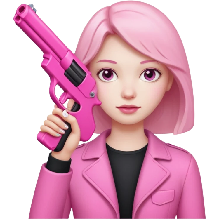 Holding a pink gun emoji