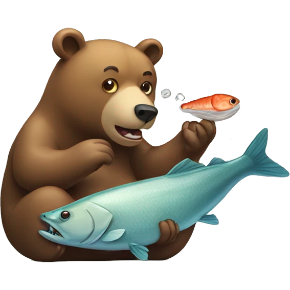 Bear eating fish emoji