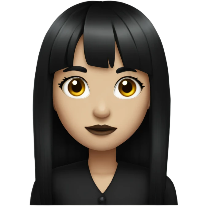 Play Goth girl with long black hair and bangs emoji