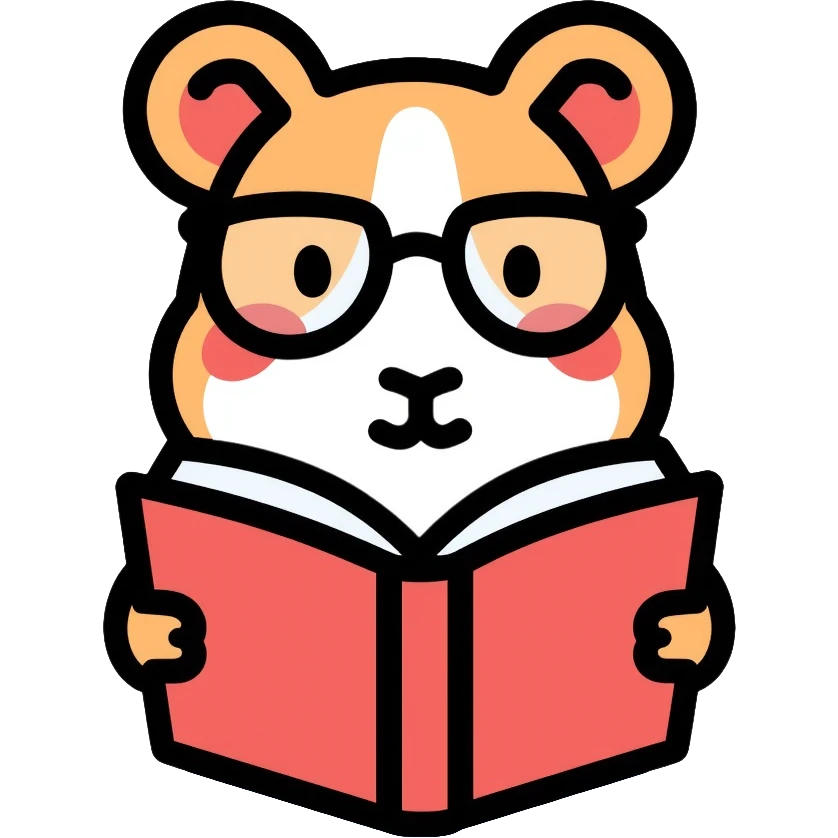studious guinea pig with glasses reading a book emoji