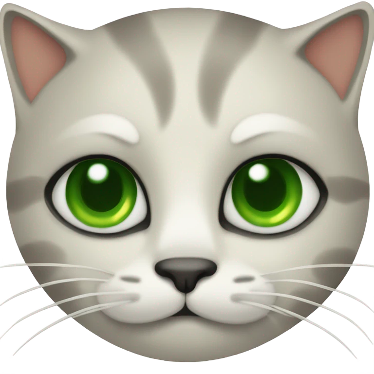 Cat with green eyes, small face and ticked coloring emoji