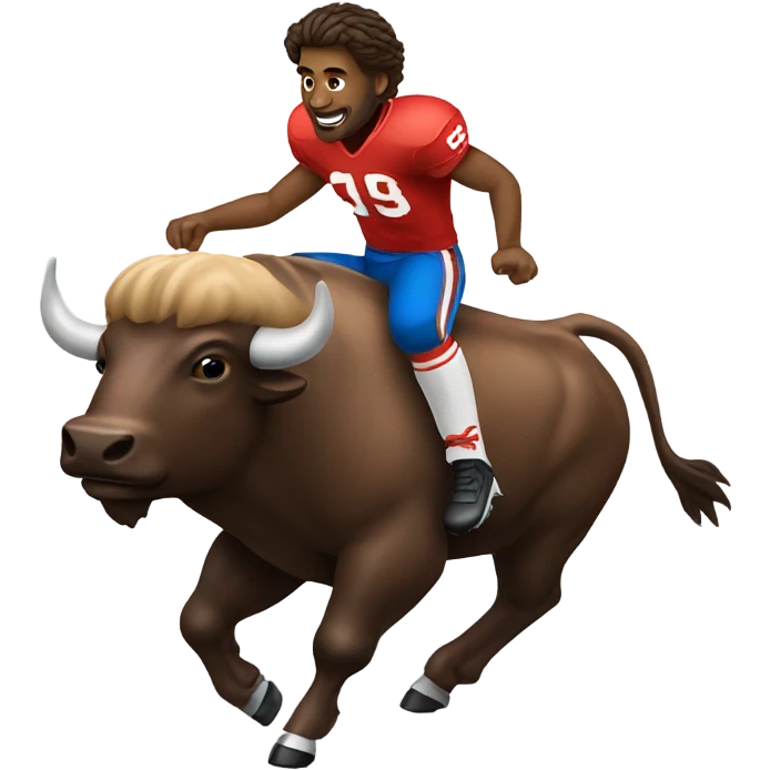 Football player riding buffalo emoji