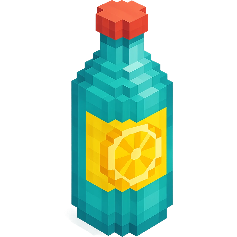 Borjomi lemonade bottle with a lemon slice on the label emoji