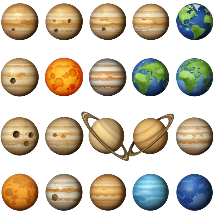 12 planets emojis I need a line for each planet mercury emoji