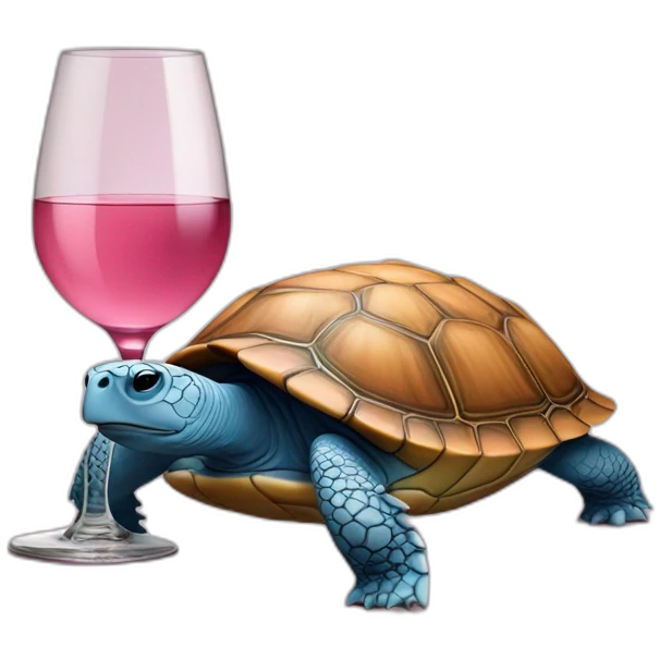 Le vin bleu sur une tortue rose emoji