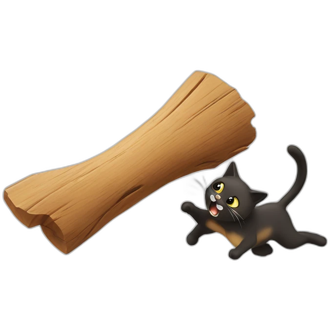 fight between a cat and a piece of wood emoji
