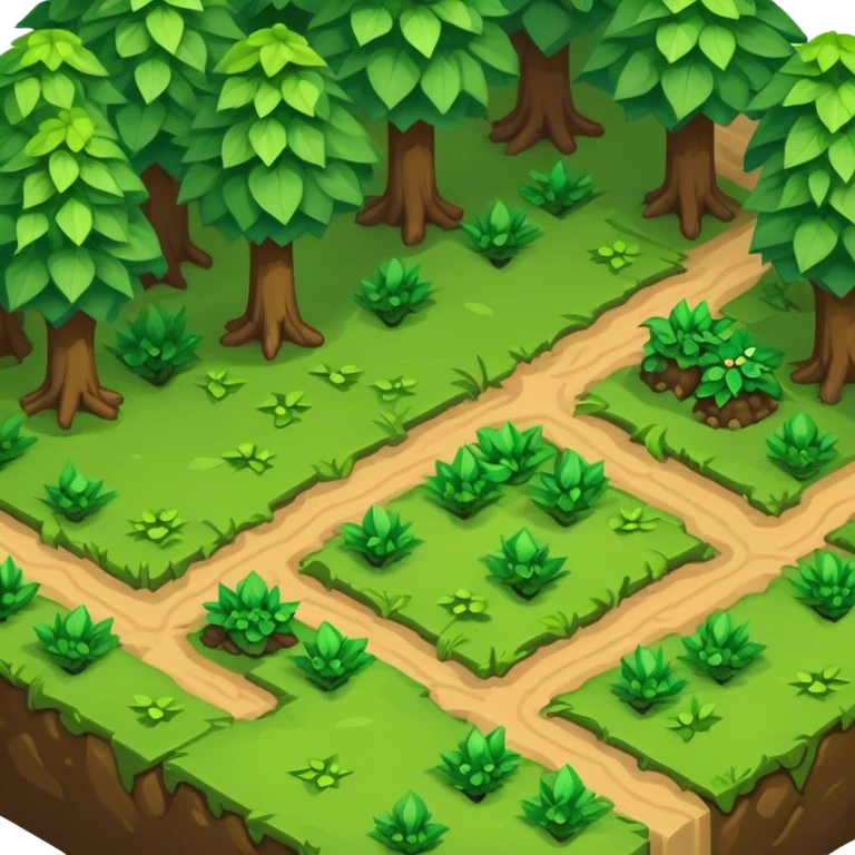 StarCraft-inspired, isometric RTS rugged terrain tile forest emoji