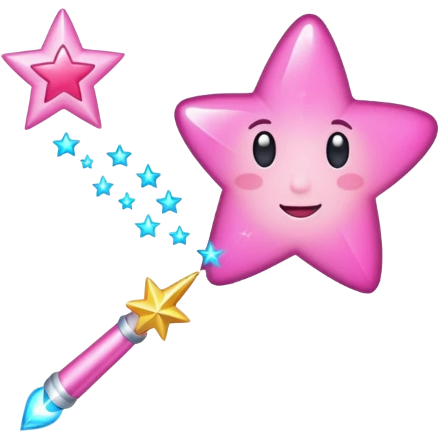 shooting star with a pink heart instead of a star at the end of a wand emoji emoji