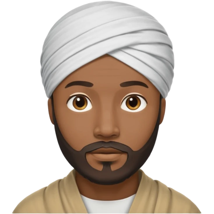 Black male, goatee beard, wearing a cloth-wrapped turban-style head covering emoji