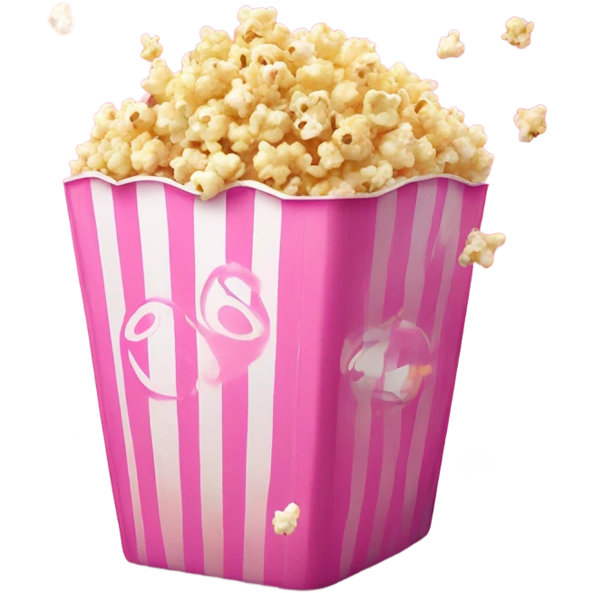 Popcorn in pink container with glitter releases  emoji