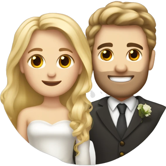 Blonde Frau lange Haare und Mann mit Anzug braune Haare und Bart heiraten emoji