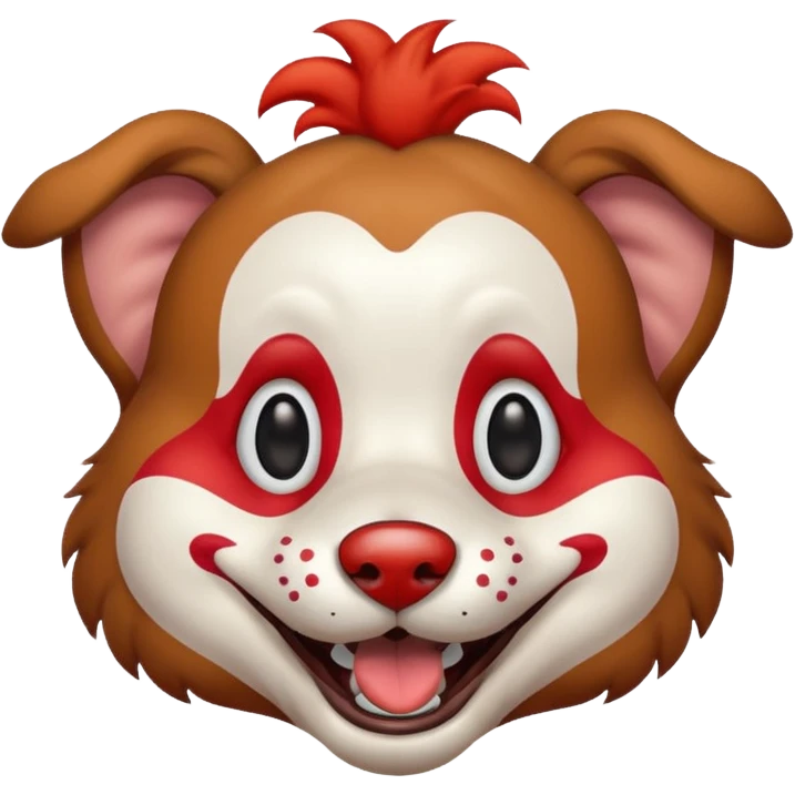 Dog clown with painted nose emoji