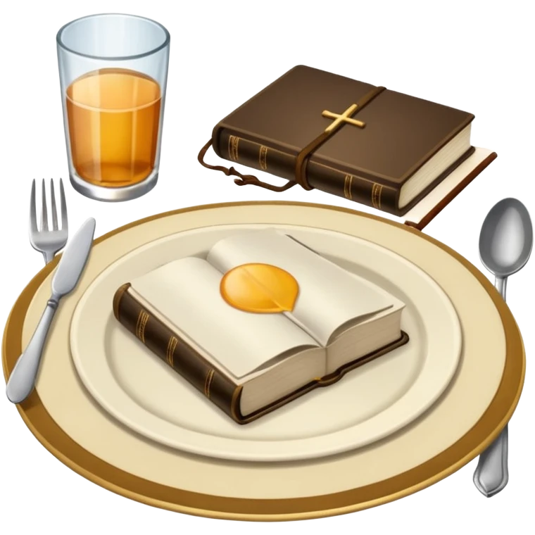 Make a plate of food, with cutlery beside it, and on top of the plate make a Bible. emoji