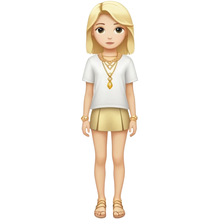 Full body white teenage girl with blonde hair, choni style with gold jewelry emoji