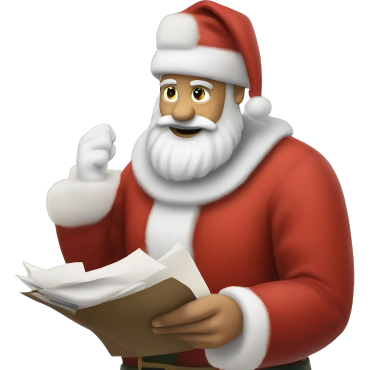 santa clause checking off his list emoji