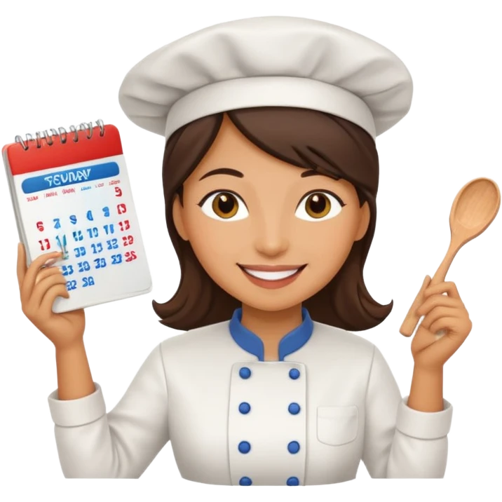 cocinera mujer con calendario emoji
