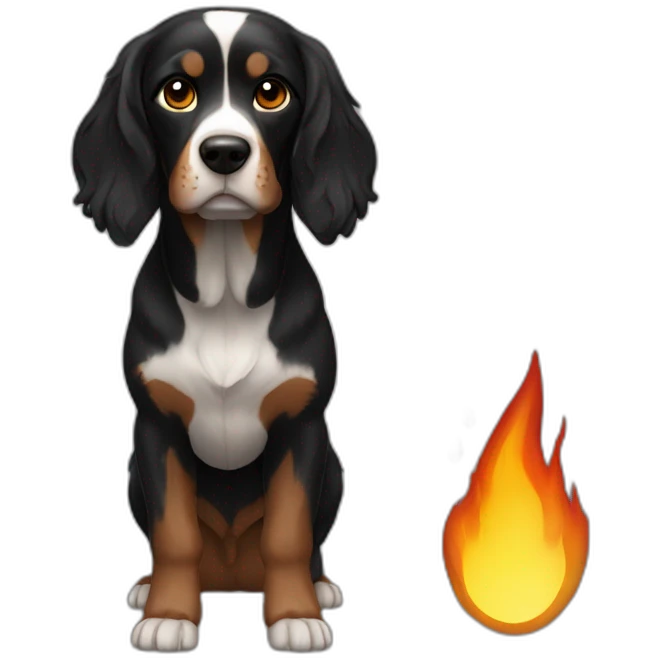 Cocker noir et feu emoji
