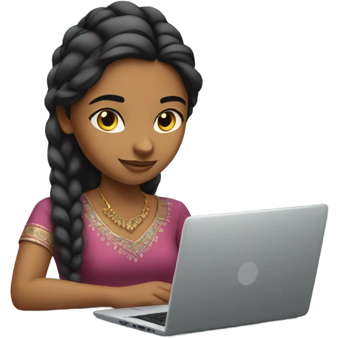 Pretty Indian girl coding on a computer emoji