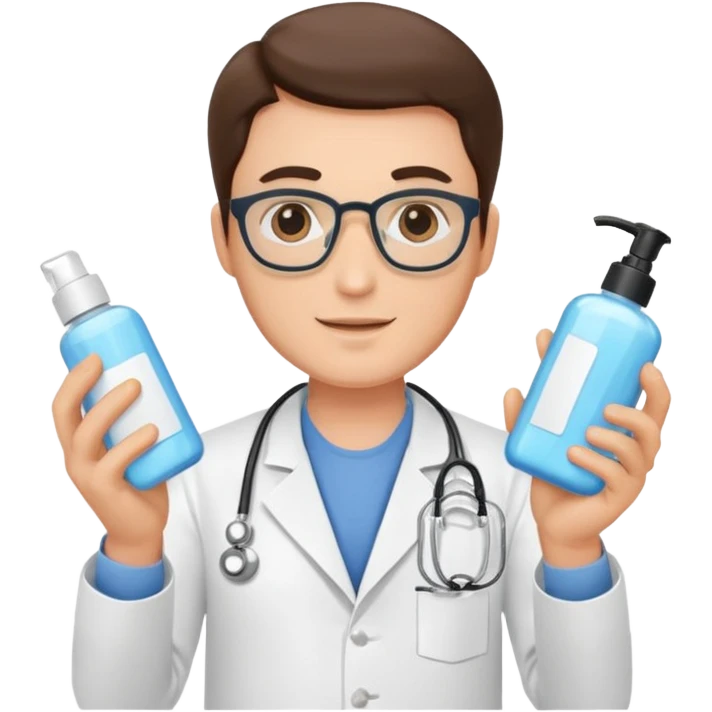 doctor man holding skincare products emoji