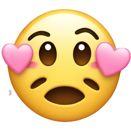 Happy crying emoji with pink hearts around emoji