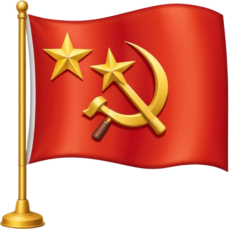 The flag of the Soviet Union (USSR) is a plain red banner with a gold hammer and sickle topped by a gold-bordered red star in its upper hoist corner. emoji