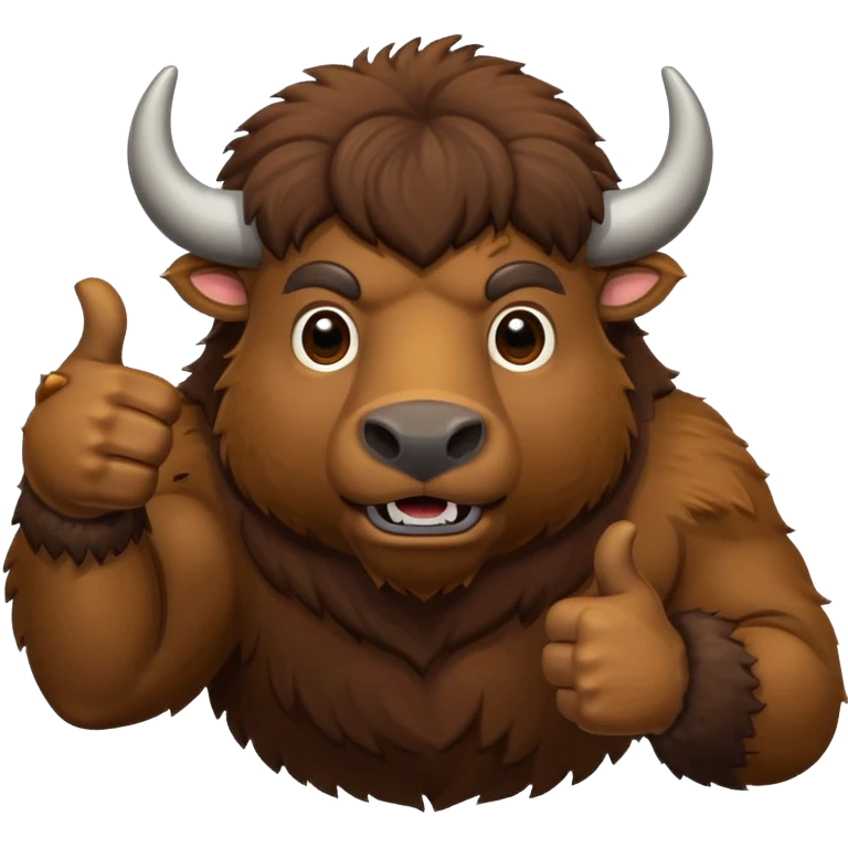 A realistic-looking bison showing its thumbs up emoji