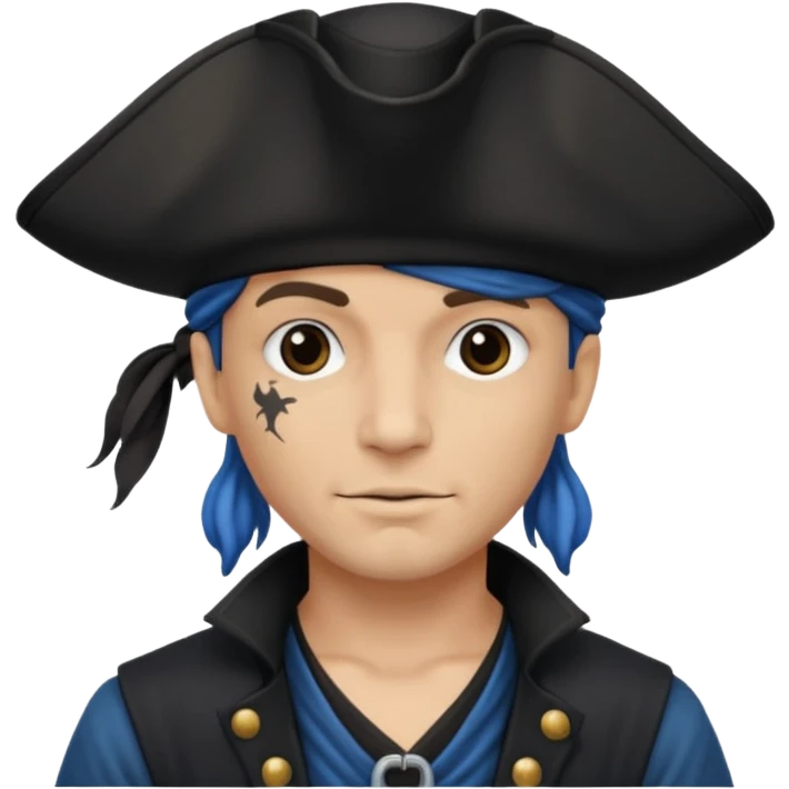 Un pirate uniquement bleu et noir emoji