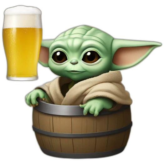 Baby Yoda qui tient une bière emoji