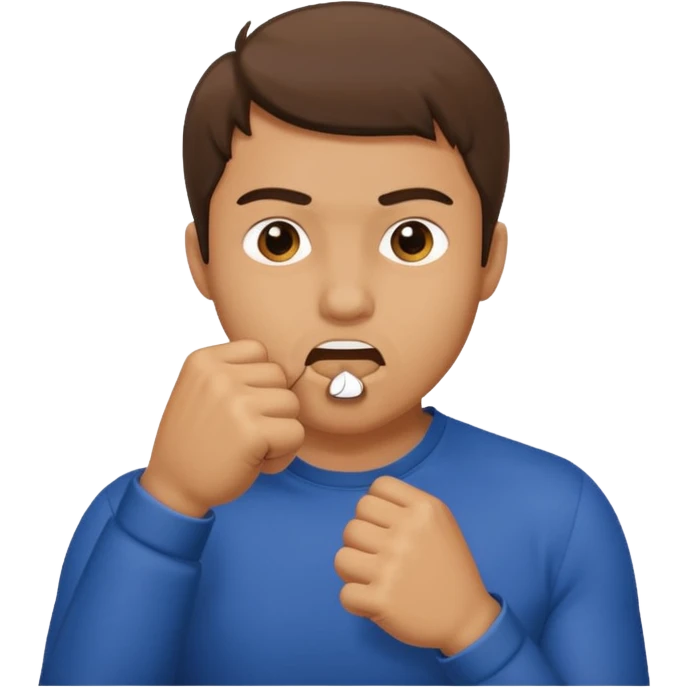 Man putting his fist in his mouth emoji