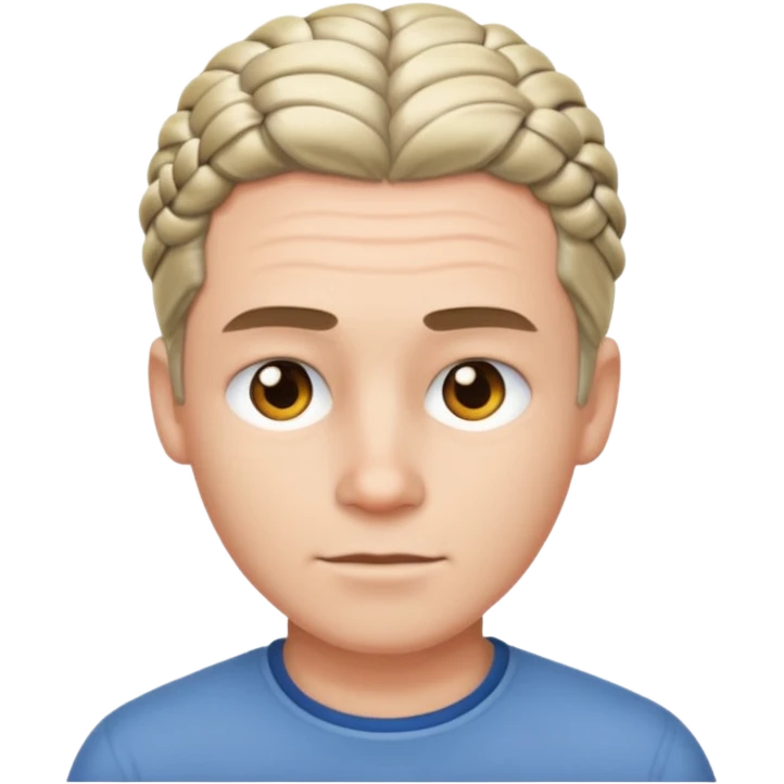 A white ton skin man with short braided hair emoji
