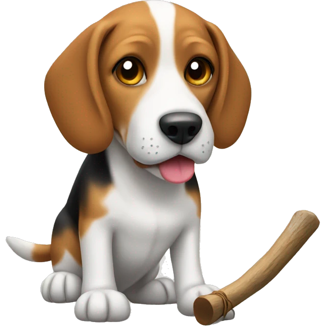 Beagle with stick emoji