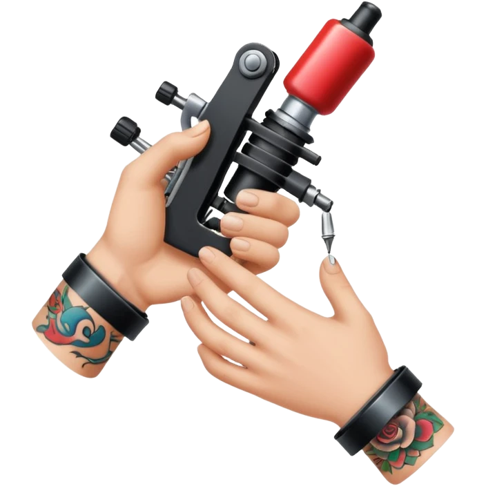 ahand that has a tattoo machine and its tattooing emoji