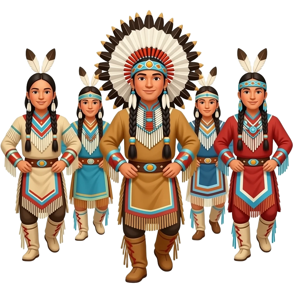 vibrant native american pow wow dancing group emoji