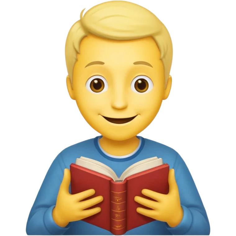 איש בצבע צהוב כמו סמיילי מאוד שמח קורא ספר תהילים ומסמן בשני הידיים לב emoji