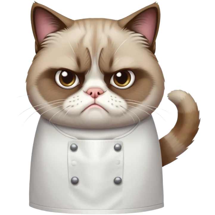 grumpy cat wearing only an apron emoji