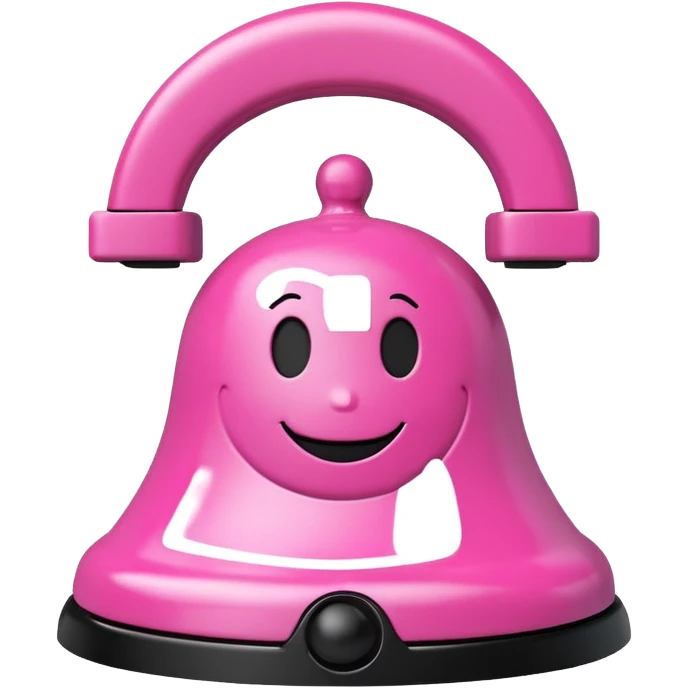 pink call bell with black base with smiley face on it emoji