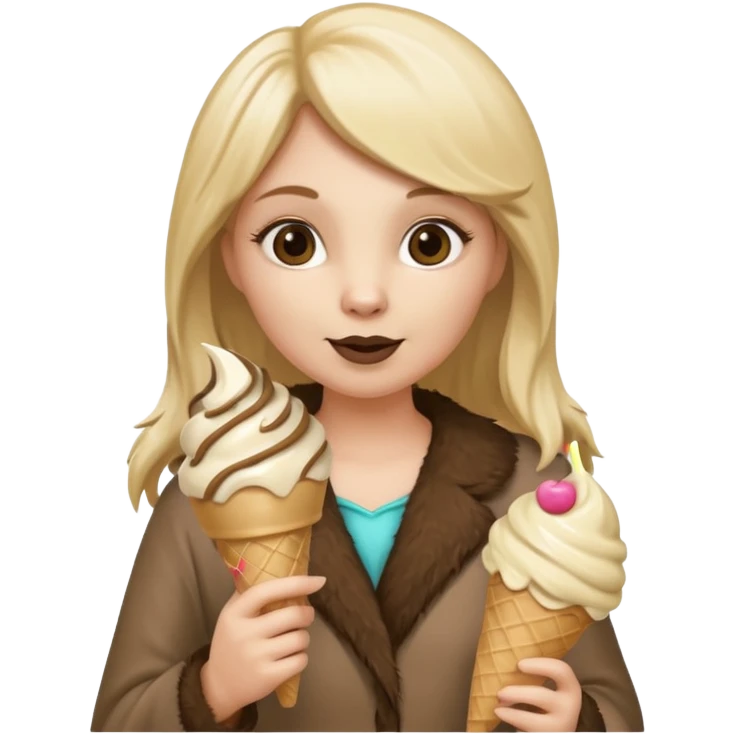 Blonde women in a sloth costume having a cone  emoji